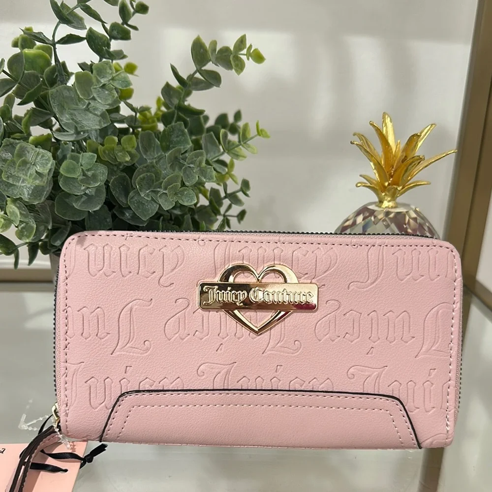 Juicy Couture Pink Textured Wallet with Gold Hardware